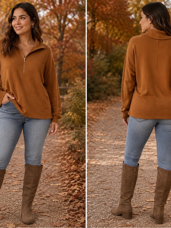 Sage Collective Sweaters - Women's Quarter Zip-Up Sweater